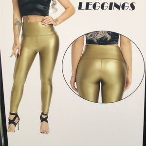 High waist metallic colored leggings